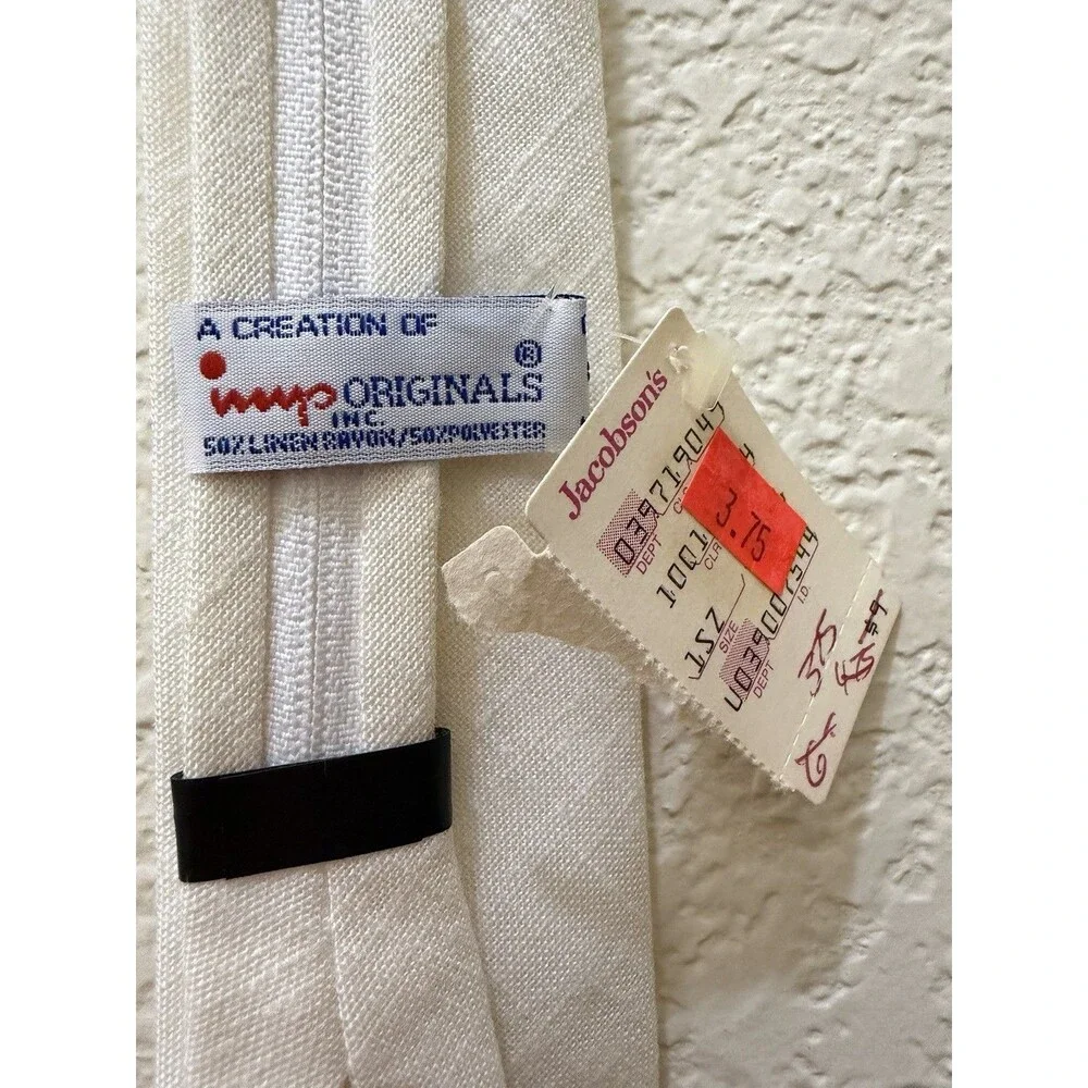 Vintage IMP Originals Boys Zip-On Tie Cream Ivory Necktie NOS NWT Retro